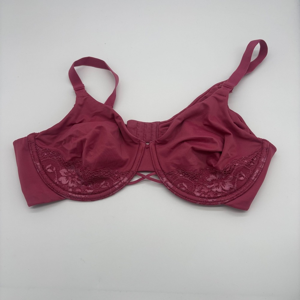 Vanity Fair 76571 Lace Trim Underwire Bra 38C Magenta Pink